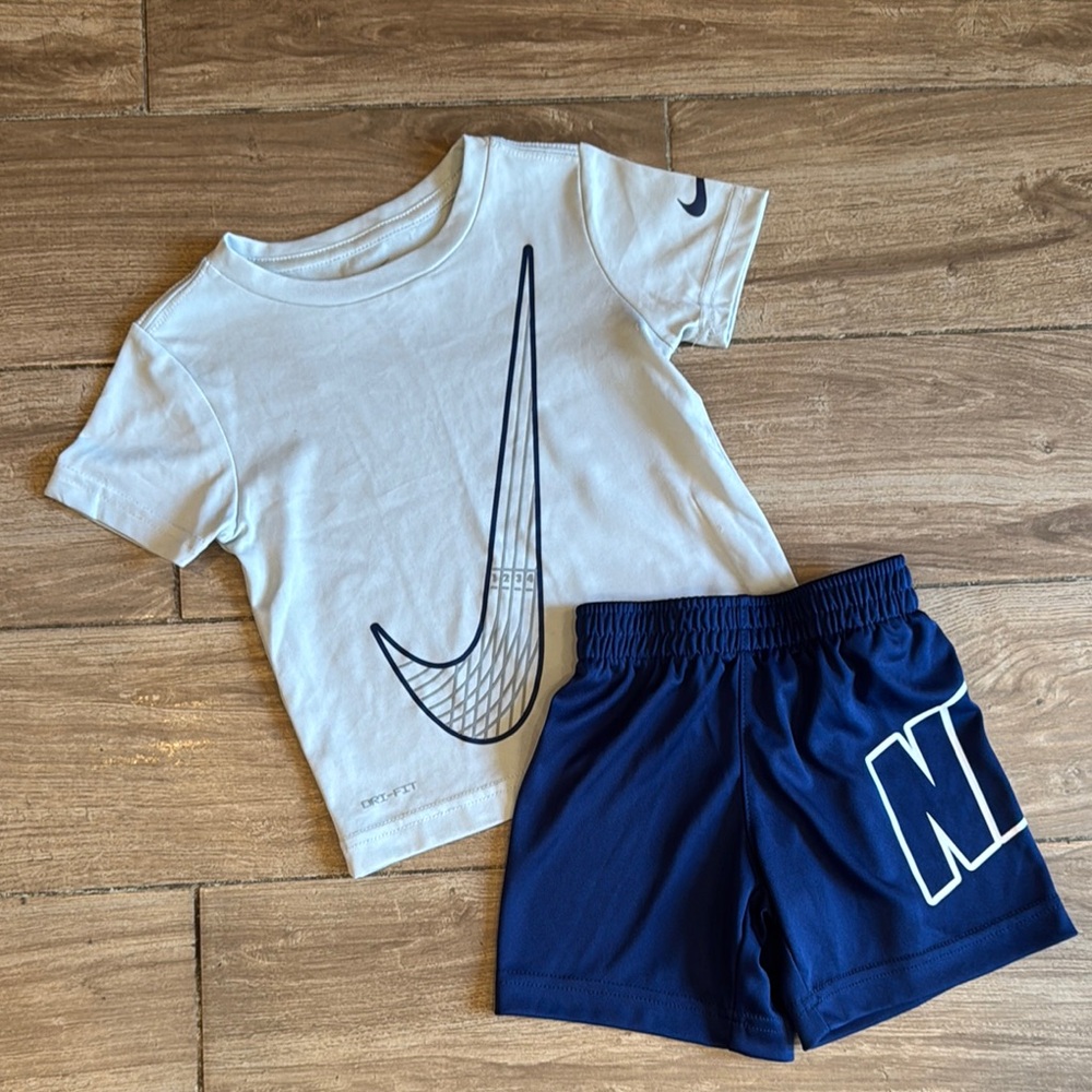 Nike Kids' White Tee and Navy Shorts Set